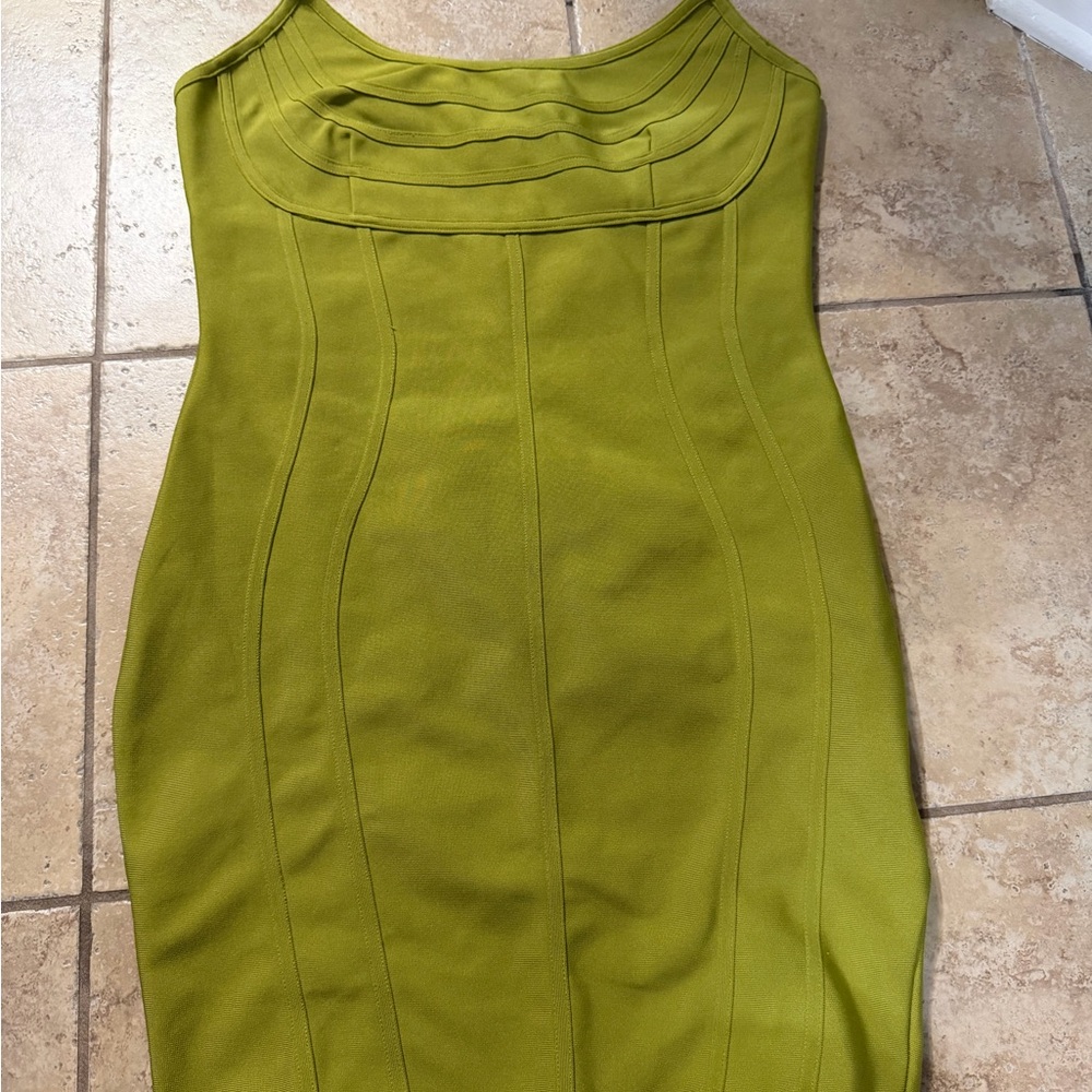 PrettyLittleThing Strapless Lime Dress